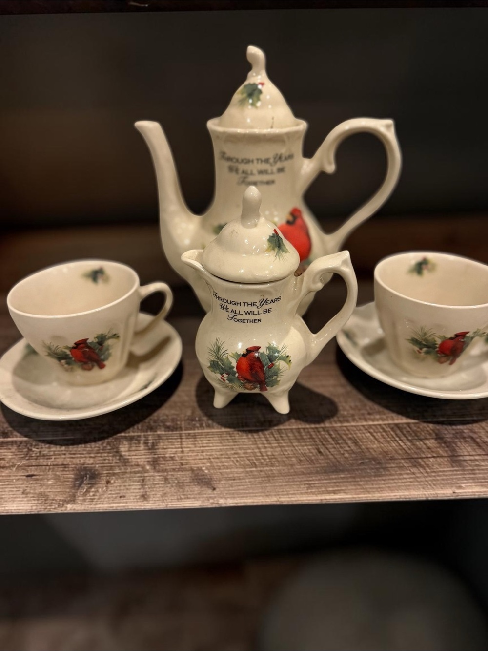 Lily Creek Cardinal Holiday Mini Tea Set Through The Years 5pc Teapot